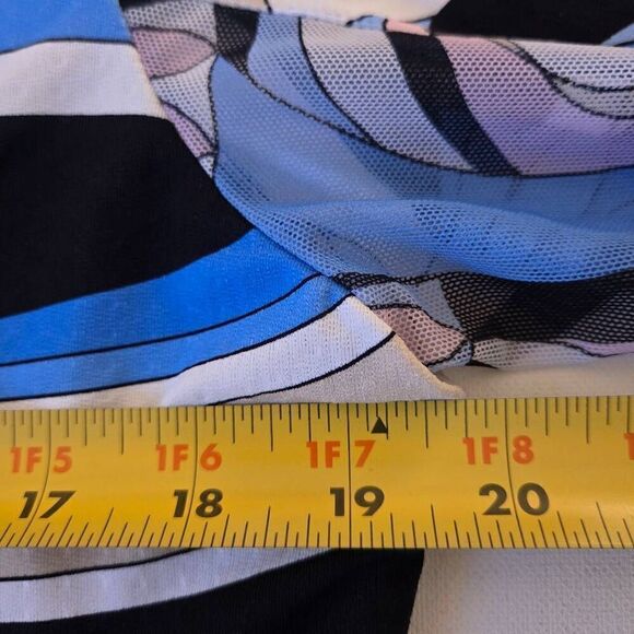 G Lifestyle Womens Abstract Print Ruffle Trim V Neck Top Blouse Multicolor Large - Picture 8 of 10